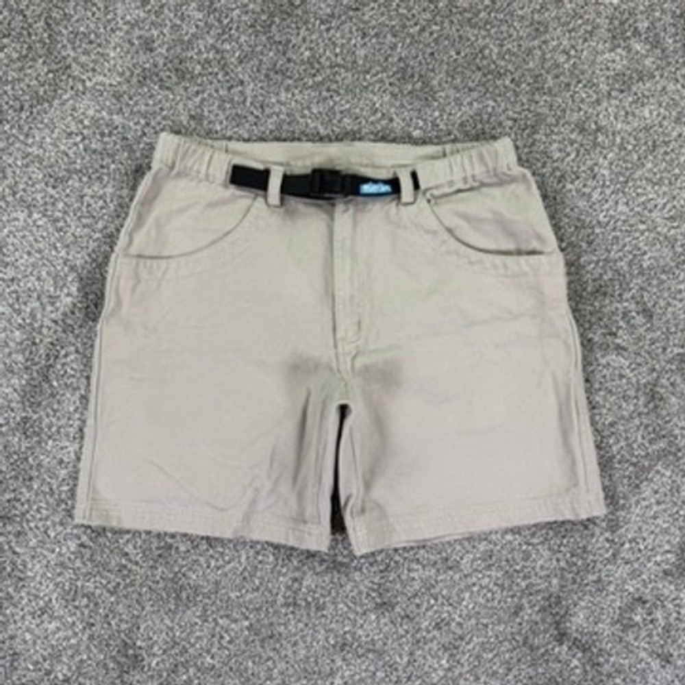 Kavu Big Eddy Shorts Mens XL Khaki Tan Cotton Canvas Belted Outdoor Hiking Trail